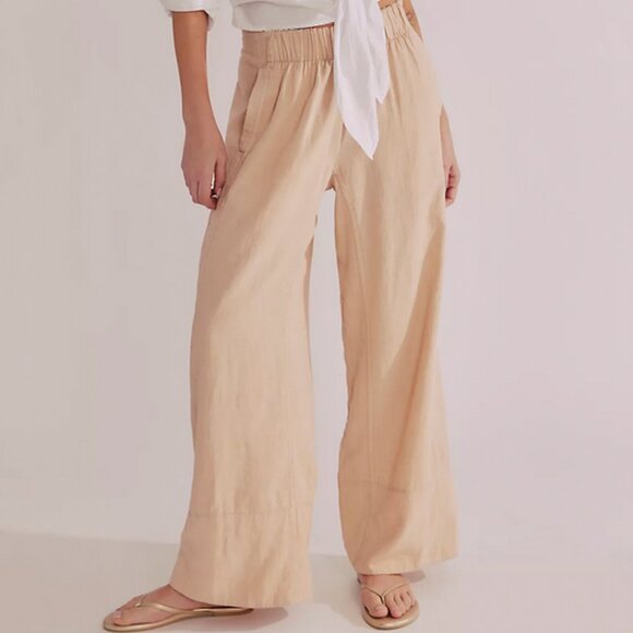 FREE PEOPLE Day's End Linen Pull-On Pants - Picture 1 of 7